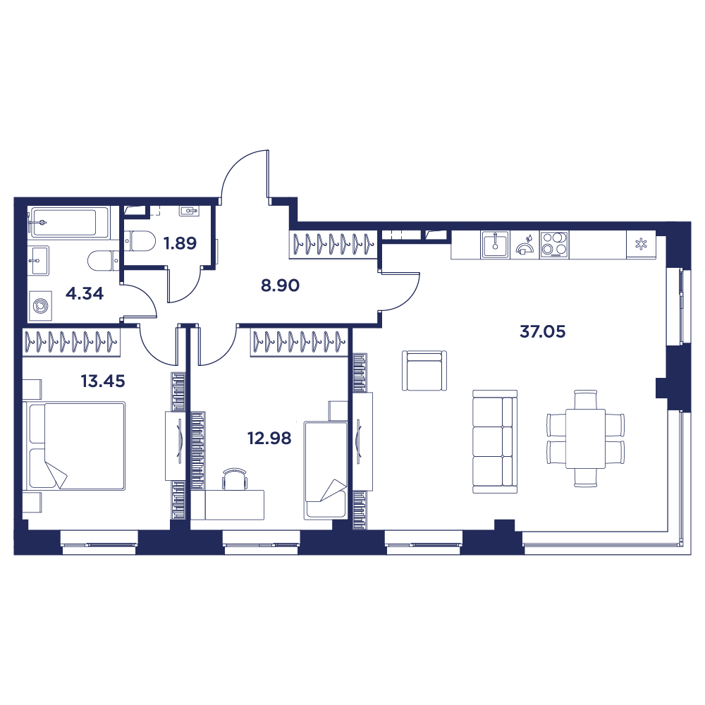 2-комнатная квартира, 78.61 кв.м, Кронфорт, изображение-5