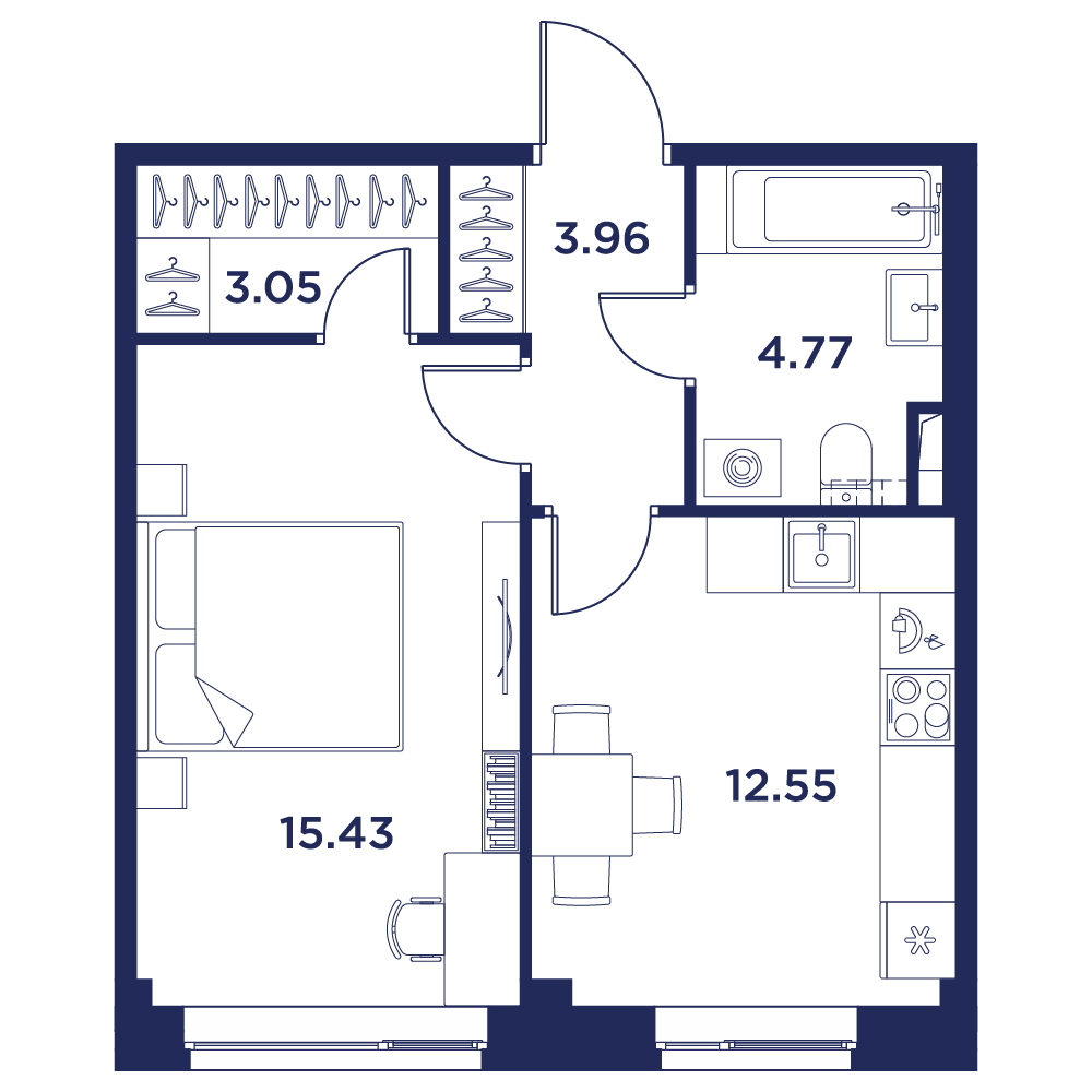 Планировка 1-комн. 6