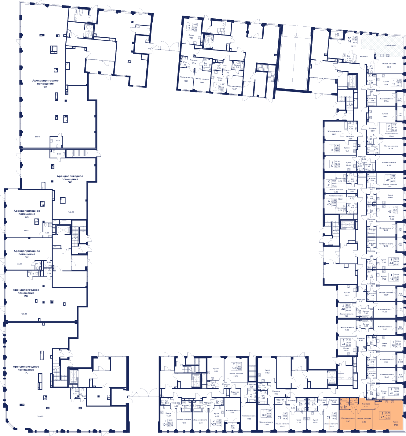 2-комнатная квартира, 78.61 кв.м, Кронфорт, изображение-6