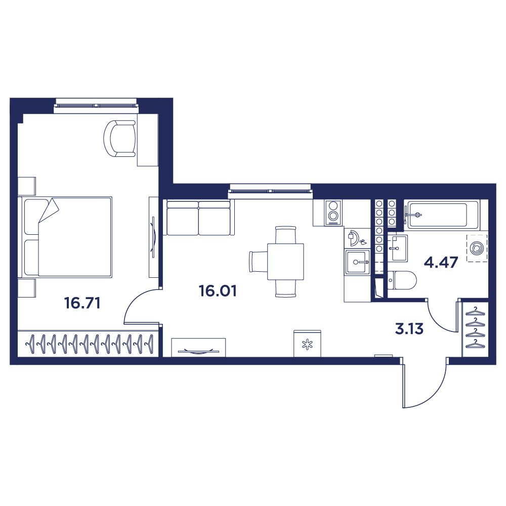 1-комнатная квартира, 40.32 кв.м, Кронфорт, изображение-2
