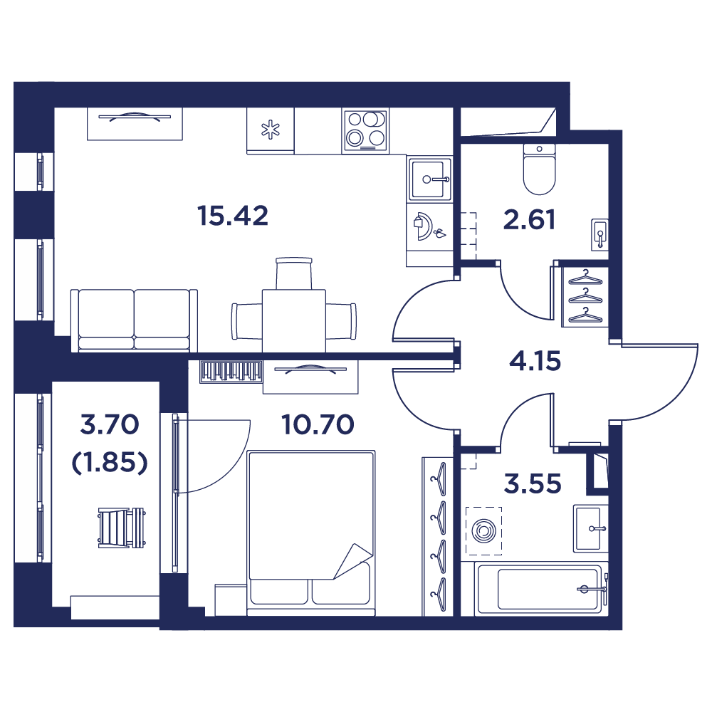 Планировка 1-комн. 6