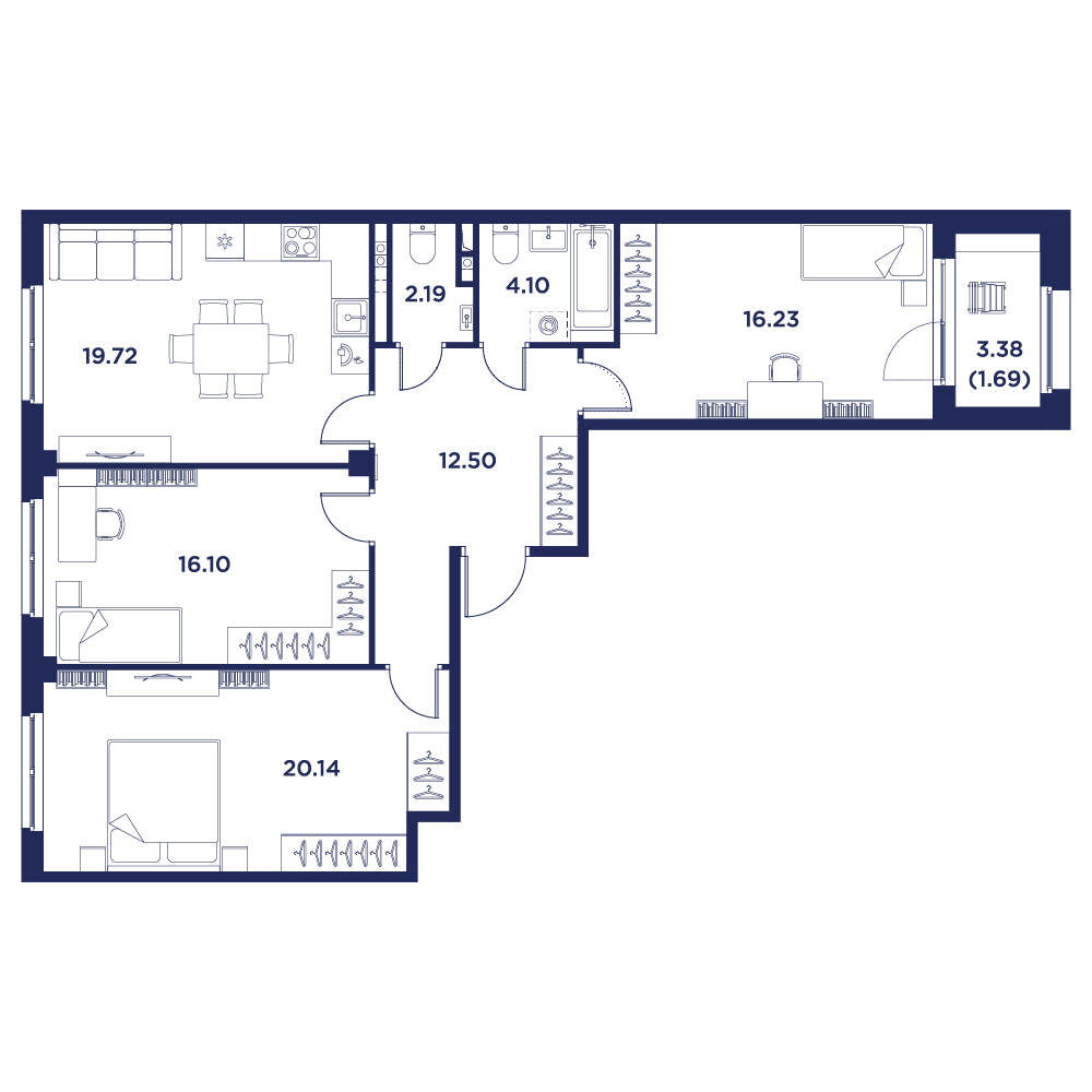 3-комнатная квартира, 93.91 кв.м, Кронфорт, изображение-5
