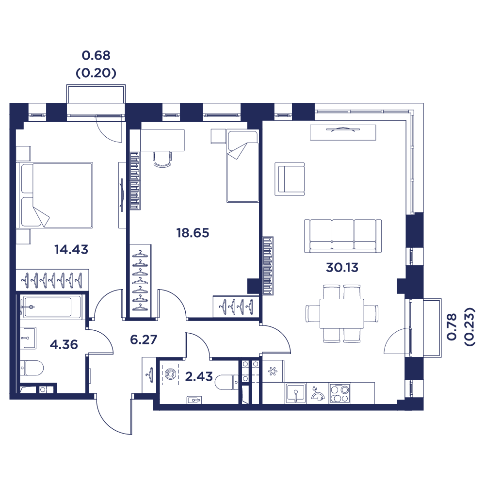 2-комнатная квартира, 76.7 кв.м, Кронфорт, изображение-5