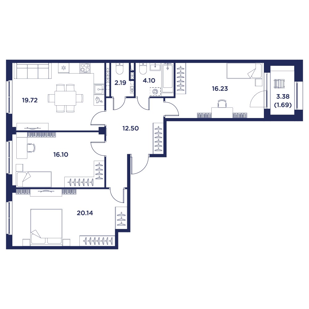 3-комнатная квартира, 94.52 кв.м, Кронфорт, изображение-5