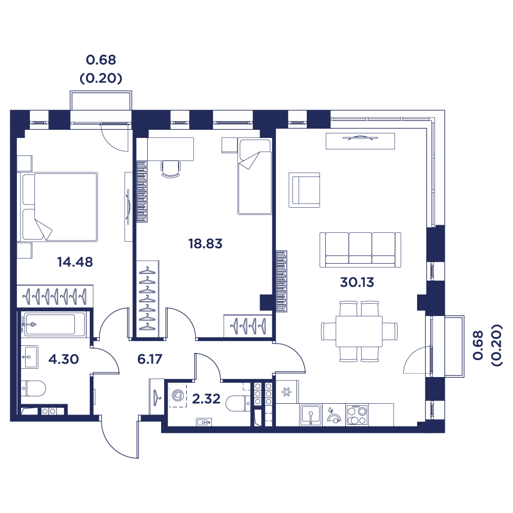 2-комнатная квартира, 76.63 кв.м, Кронфорт, изображение-5