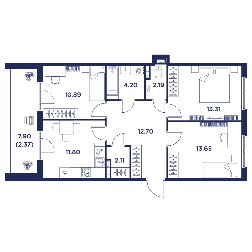 3-комнатная квартира, 74.02 кв.м, Кронфорт, изображение-5