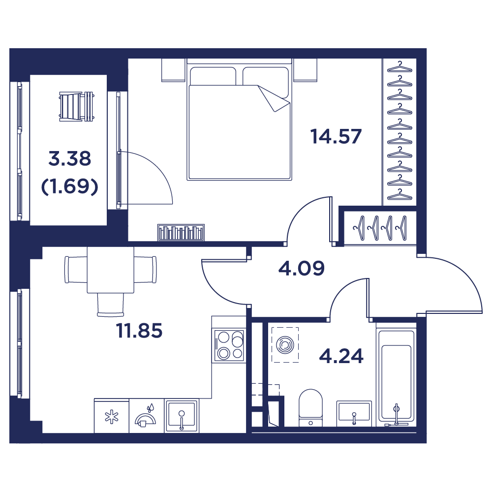 1-комнатная квартира, 36.44 кв.м, Кронфорт, изображение-5