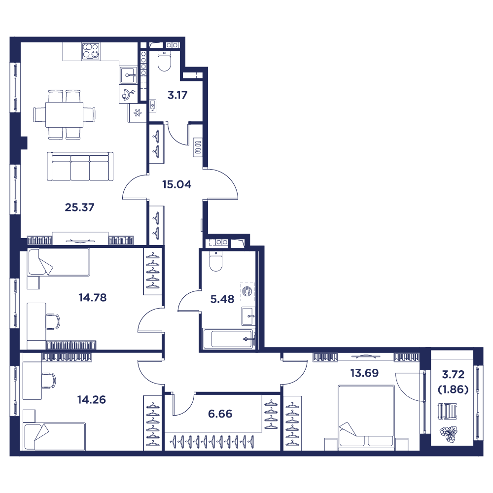 3-комнатная квартира, 102.11 кв.м, Кронфорт, изображение-2
