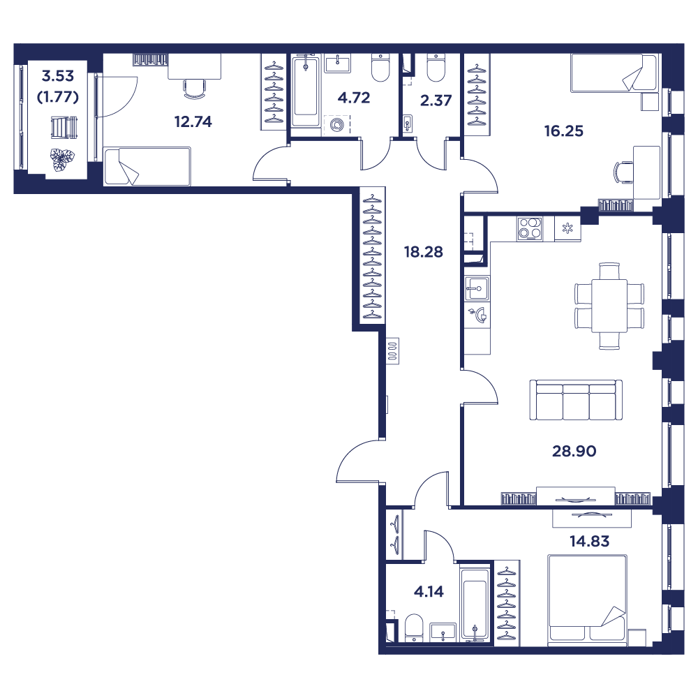 3-комнатная квартира, 105.33 кв.м, Кронфорт, изображение-2